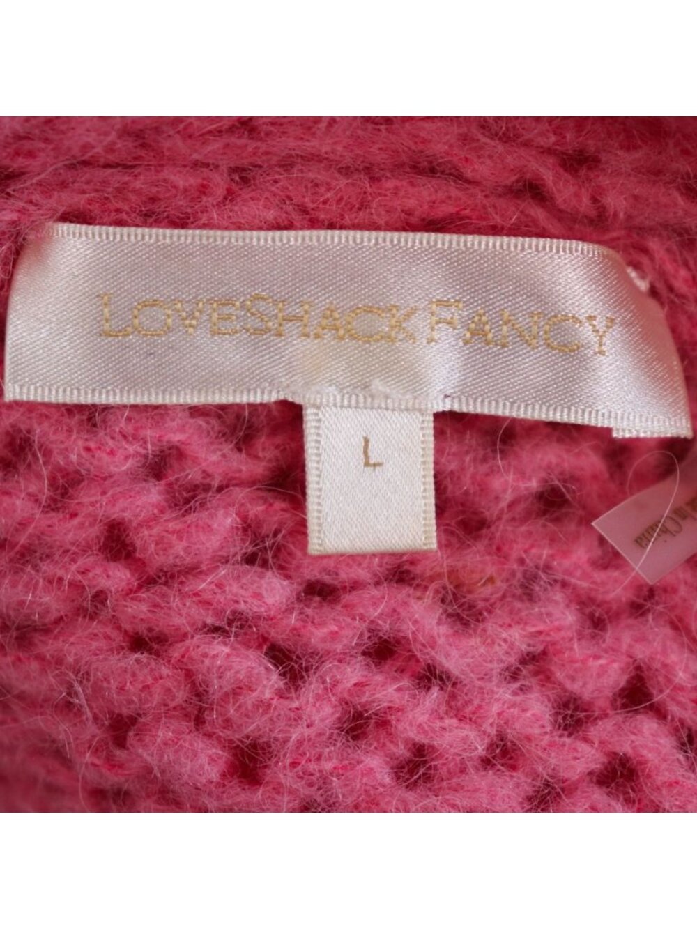 LoveShackFancy Fabietto Alpaca Cardigan Large Pink Cropped Floral - Picture 2 of 12